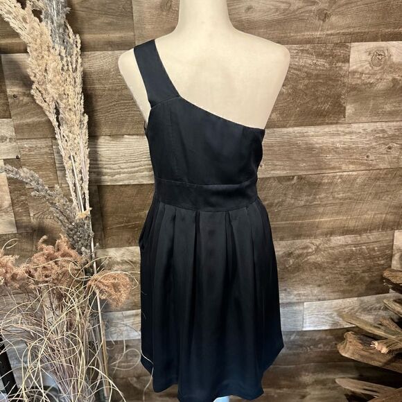 Pasametes silk navy blue one shoulder dress - 8 - Picture 4 of 9